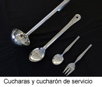Cuchillería de servicio, cucharones y cucharas para chaffer